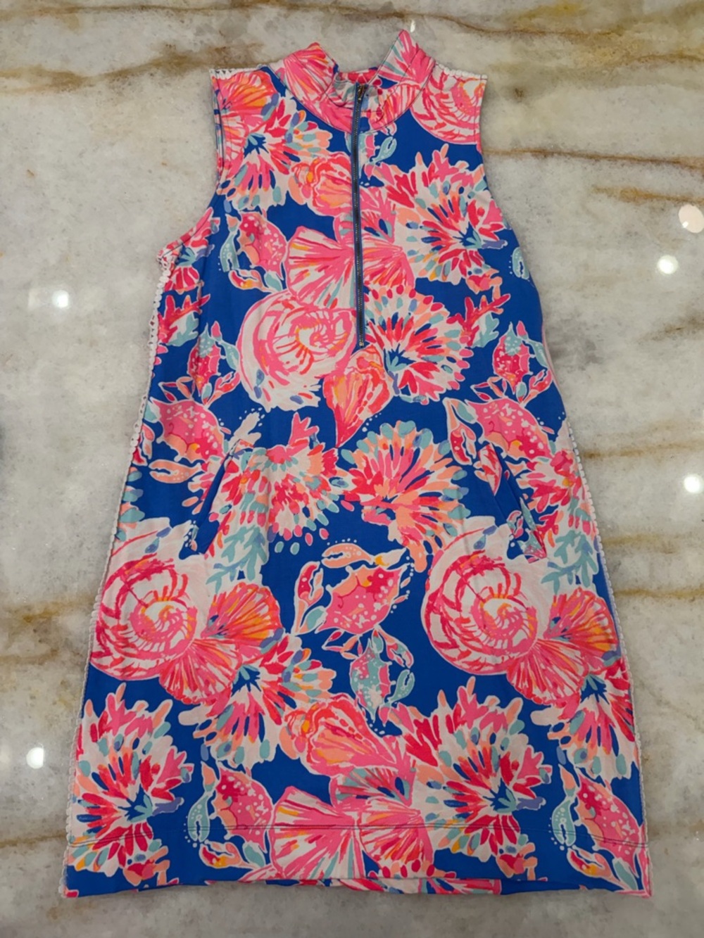 Lilly Pulitzer Blue Pink Orange Floral Shift Dress